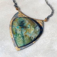 Fossilized Opalized Wood Necklace with Native Copper
